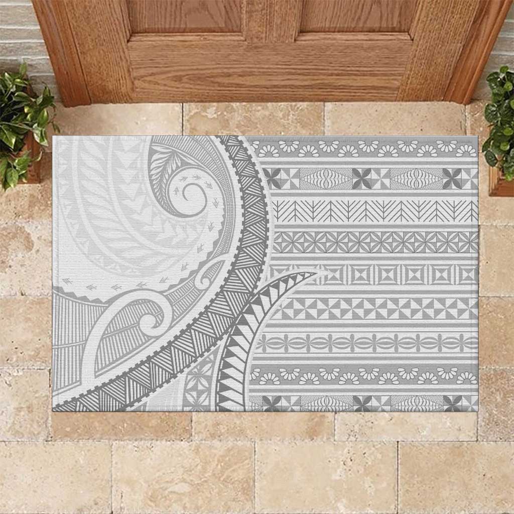Tokelau White Sunday Rubber Doormat Lotu Tamaiti Ngatu Tokelau Feletoa Manulua LT9 White - Polynesian Pride