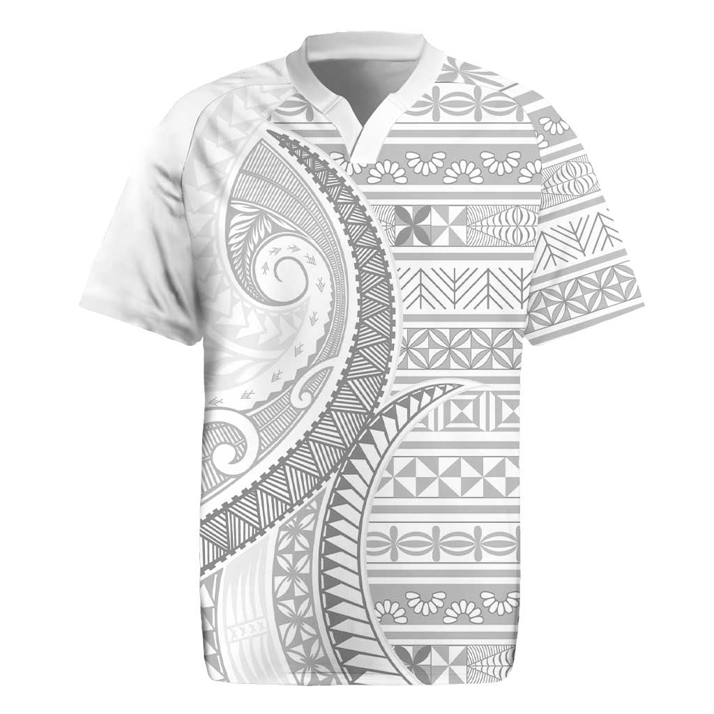 Tokelau White Sunday Rugby Jersey Lotu Tamaiti Ngatu Tokelau Feletoa Manulua LT9 White - Polynesian Pride
