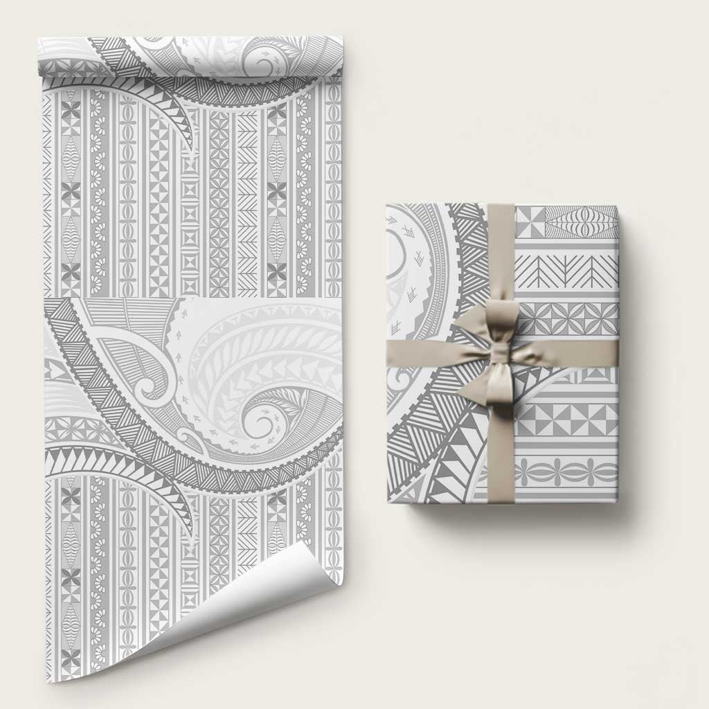 Tokelau White Sunday Wrapping Paper Lotu Tamaiti Ngatu Tokelau Feletoa Manulua LT9 58" × 23" White - Polynesian Pride