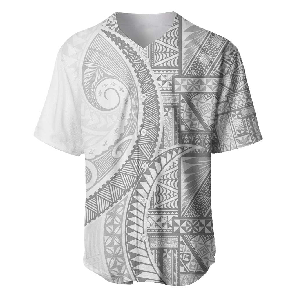 Tonga White Sunday Baseball Jersey Lotu Tamaiti Ngatu Tribal LT9 White - Polynesian Pride