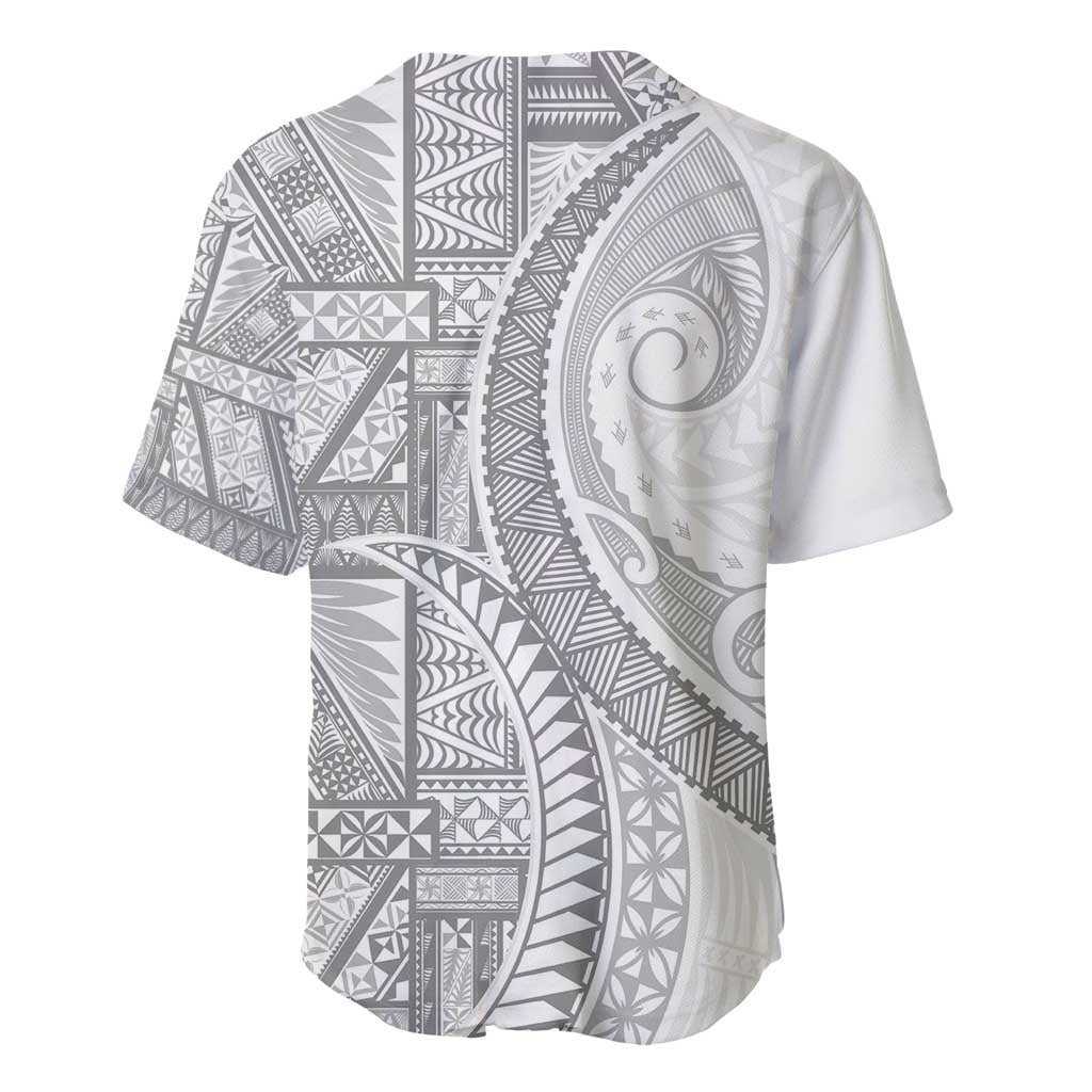 Tonga White Sunday Baseball Jersey Lotu Tamaiti Ngatu Tribal LT9 - Polynesian Pride