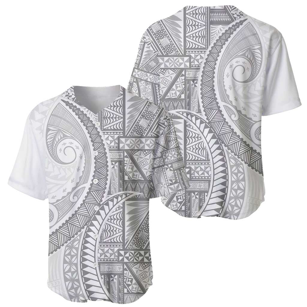 Tonga White Sunday Baseball Jersey Lotu Tamaiti Ngatu Tribal LT9 - Polynesian Pride