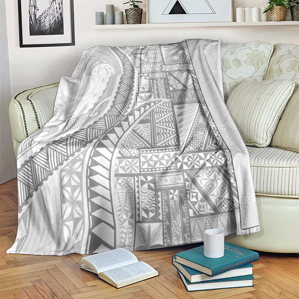 Tonga White Sunday Blanket Lotu Tamaiti Ngatu Tribal LT9 White - Polynesian Pride