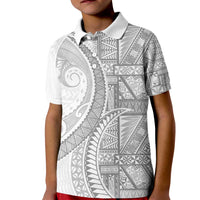 Tonga White Sunday Kid Polo Shirt Lotu Tamaiti Ngatu Tribal LT9 Kid White - Polynesian Pride