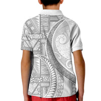 Tonga White Sunday Kid Polo Shirt Lotu Tamaiti Ngatu Tribal LT9 - Polynesian Pride