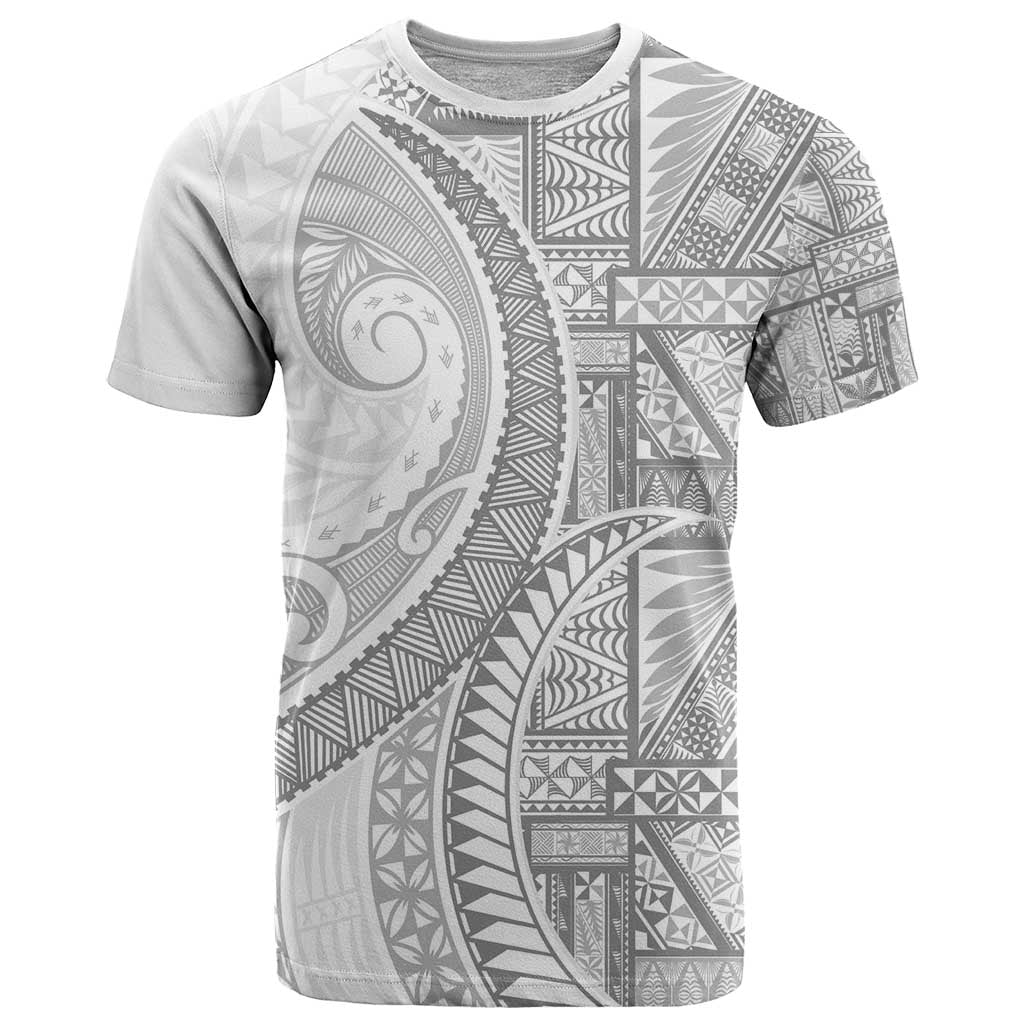 Tonga White Sunday T Shirt Lotu Tamaiti Ngatu Tribal LT9 White - Polynesian Pride
