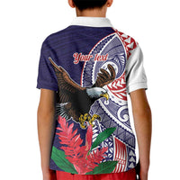 American Samoa Bald Eagle Personalized Kid Polo Shirt Polynesian Teuila Flowers LT9 - Polynesian Pride