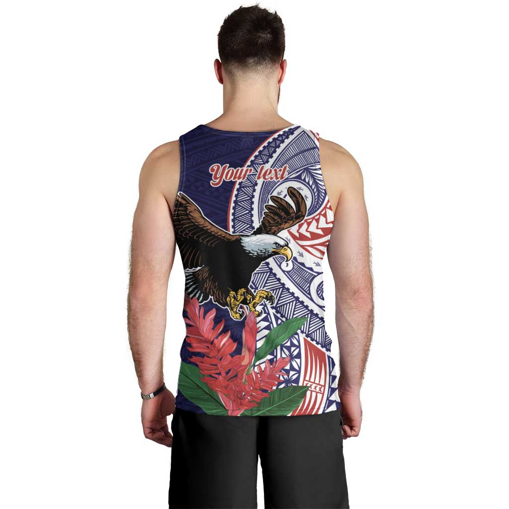 American Samoa Bald Eagle Personalized Men Tank Top Polynesian Teuila Flowers LT9 - Polynesian Pride