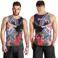 American Samoa Bald Eagle Personalized Men Tank Top Polynesian Teuila Flowers LT9 - Polynesian Pride