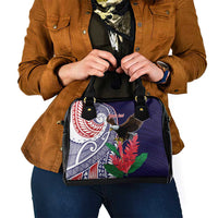 American Samoa Bald Eagle Personalized Shoulder Handbag Polynesian Teuila Flowers LT9 - Polynesian Pride