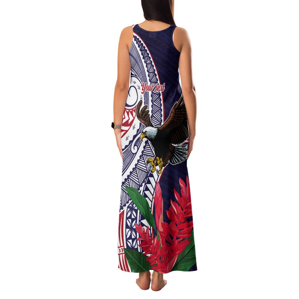 American Samoa Bald Eagle Personalized Tank Maxi Dress Polynesian Teuila Flowers LT9 - Polynesian Pride