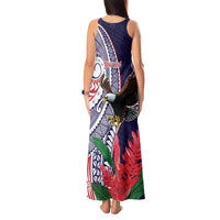 American Samoa Bald Eagle Personalized Tank Maxi Dress Polynesian Teuila Flowers LT9 - Polynesian Pride