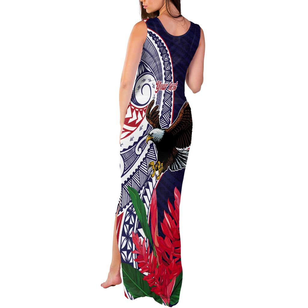 American Samoa Bald Eagle Personalized Tank Maxi Dress Polynesian Teuila Flowers LT9 - Polynesian Pride