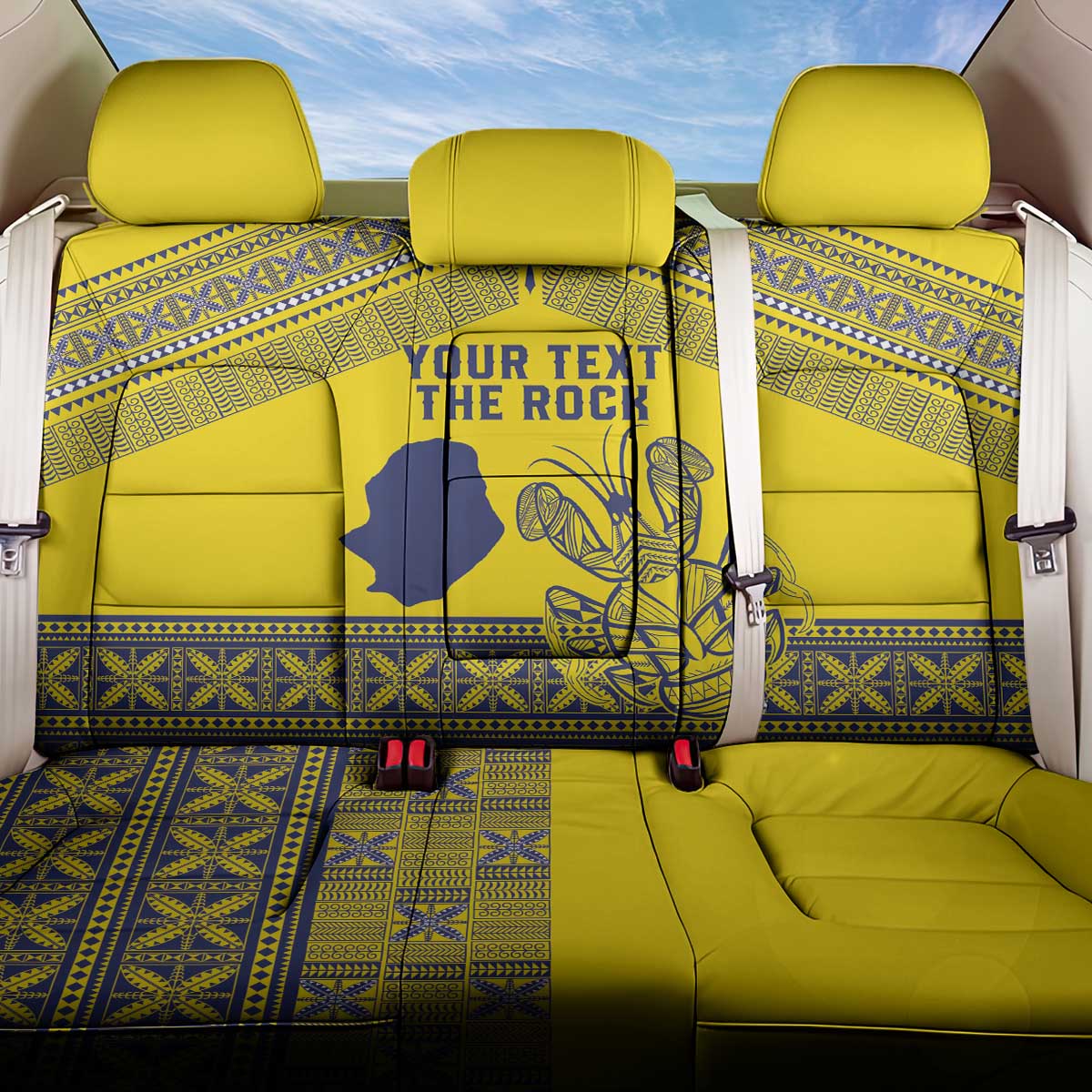 Niue Crab Personalised Back Car Seat Cover Niuean Hiapo Pattern LT9 One Size Gold - Polynesian Pride