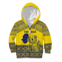 Niue Crab Personalised Kid Hoodie Niuean Hiapo Pattern LT9 Zip Hoodie Gold - Polynesian Pride