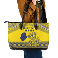 Niue Crab Personalised Leather Tote Bag Niuean Hiapo Pattern LT9 - Polynesian Pride