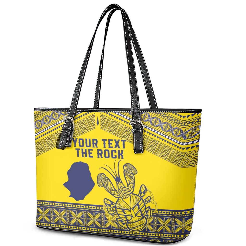 Niue Crab Personalised Leather Tote Bag Niuean Hiapo Pattern LT9 - Polynesian Pride