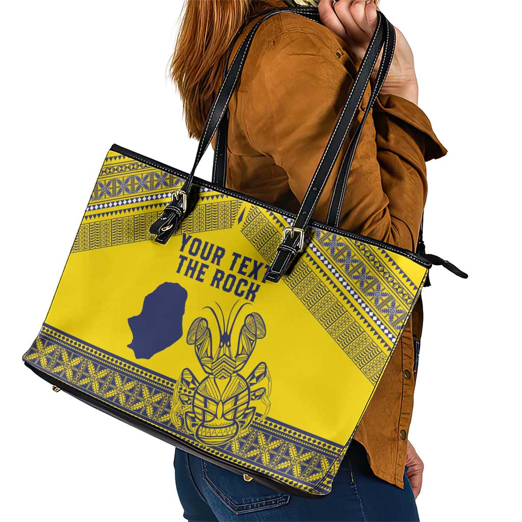 Niue Crab Personalised Leather Tote Bag Niuean Hiapo Pattern LT9 - Polynesian Pride