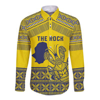 Niue Crab Personalised Long Sleeve Button Shirt Niuean Hiapo Pattern LT9 Unisex Gold - Polynesian Pride