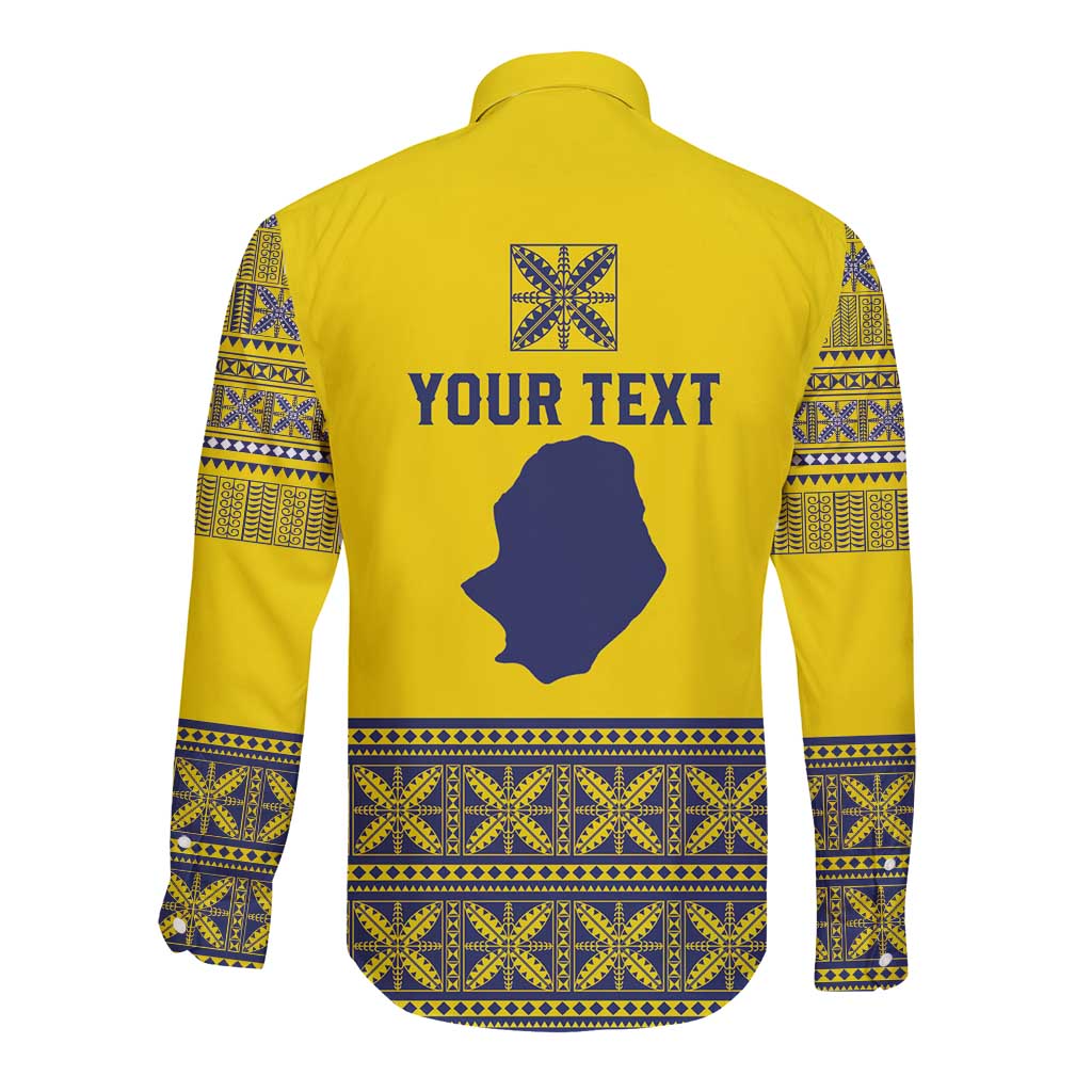 Niue Crab Personalised Long Sleeve Button Shirt Niuean Hiapo Pattern LT9 - Polynesian Pride