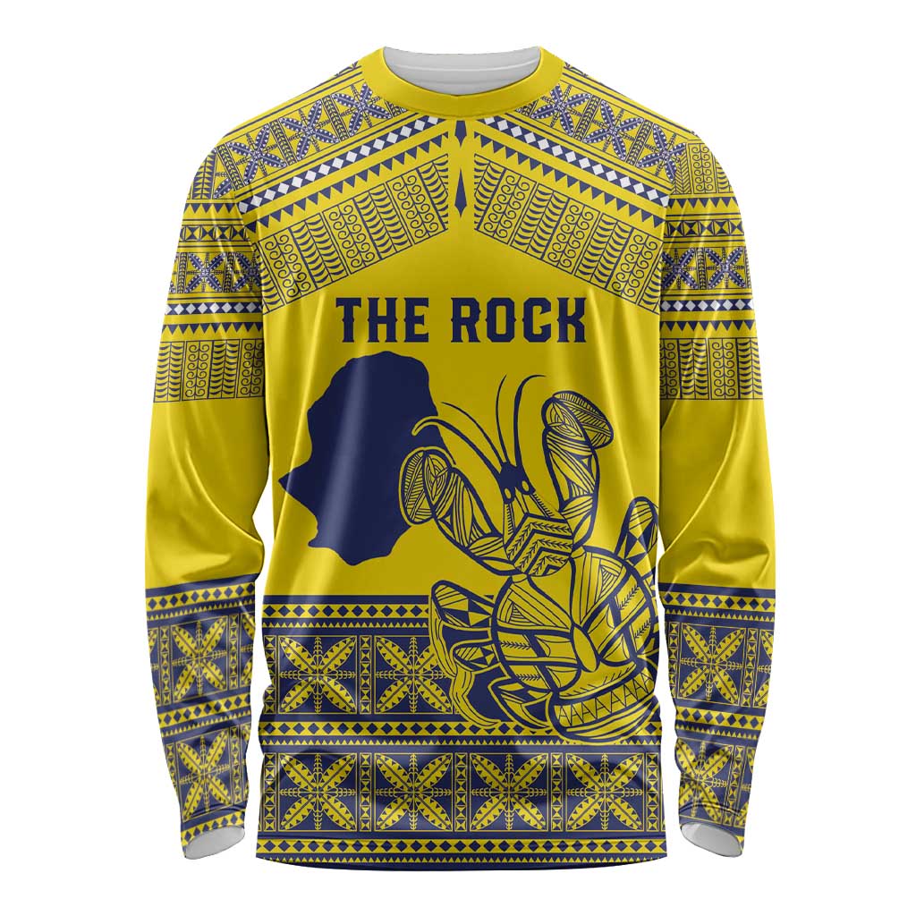 Niue Crab Personalised Long Sleeve Shirt Niuean Hiapo Pattern LT9 Unisex Gold - Polynesian Pride