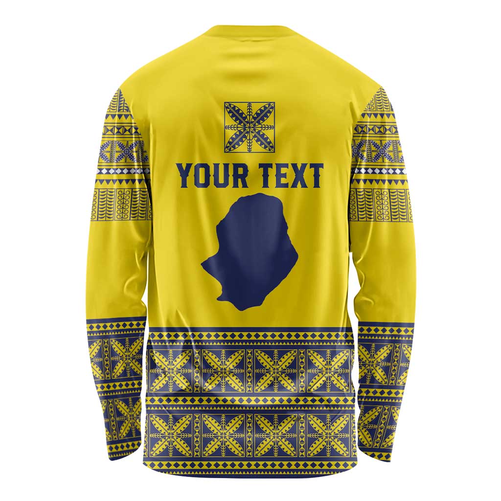 Niue Crab Personalised Long Sleeve Shirt Niuean Hiapo Pattern LT9 - Polynesian Pride