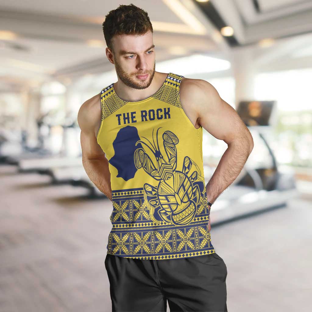 Niue Crab Personalised Men Tank Top Niuean Hiapo Pattern LT9 Gold - Polynesian Pride