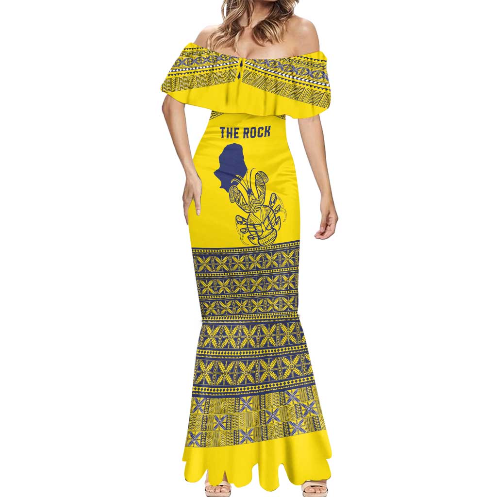 Niue Crab Personalised Mermaid Dress Niuean Hiapo Pattern LT9 - Polynesian Pride
