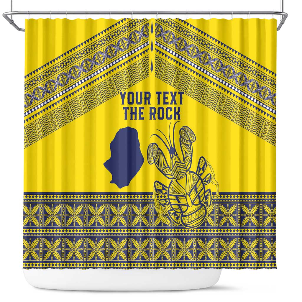 Niue Crab Personalised Shower Curtain Niuean Hiapo Pattern LT9 Gold - Polynesian Pride