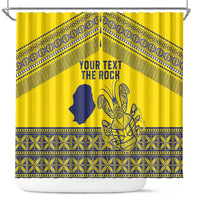 Niue Crab Personalised Shower Curtain Niuean Hiapo Pattern LT9 Gold - Polynesian Pride