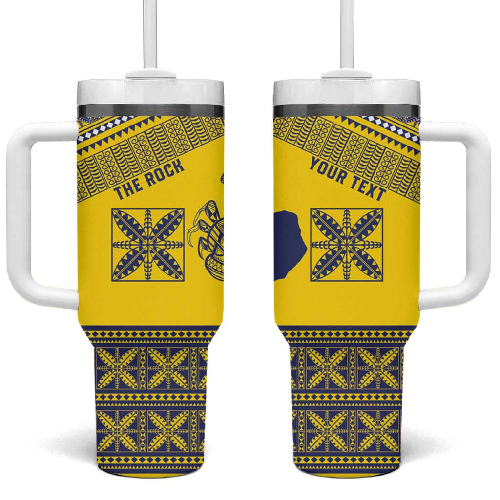 Niue Crab Personalised Tumbler With Handle Niuean Hiapo Pattern LT9 One Size: 40 oz Gold - Polynesian Pride