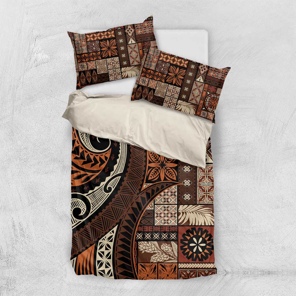 Vintage Samoa Siapo Mamanu Bedding Set Brown Samoan Tapa Motif LT9 US Twin 172cm x 218cm Brown - Polynesian Pride