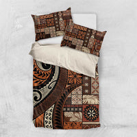 Vintage Samoa Siapo Mamanu Bedding Set Brown Samoan Tapa Motif LT9 US Twin 172cm x 218cm Brown - Polynesian Pride