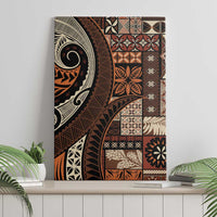 Vintage Samoa Siapo Mamanu Canvas Wall Art Brown Samoan Tapa Motif LT9 - Polynesian Pride