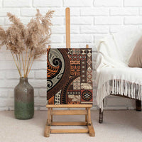 Vintage Samoa Siapo Mamanu Canvas Wall Art Brown Samoan Tapa Motif LT9 - Polynesian Pride