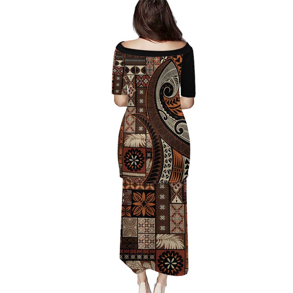 Vintage Samoa Siapo Mamanu Puletasi Brown Samoan Tapa Motif LT9 - Polynesian Pride