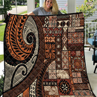 Vintage Samoa Siapo Mamanu Quilt Brown Samoan Tapa Motif LT9 Brown - Polynesian Pride