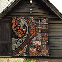 Vintage Samoa Siapo Mamanu Quilt Brown Samoan Tapa Motif LT9 - Polynesian Pride