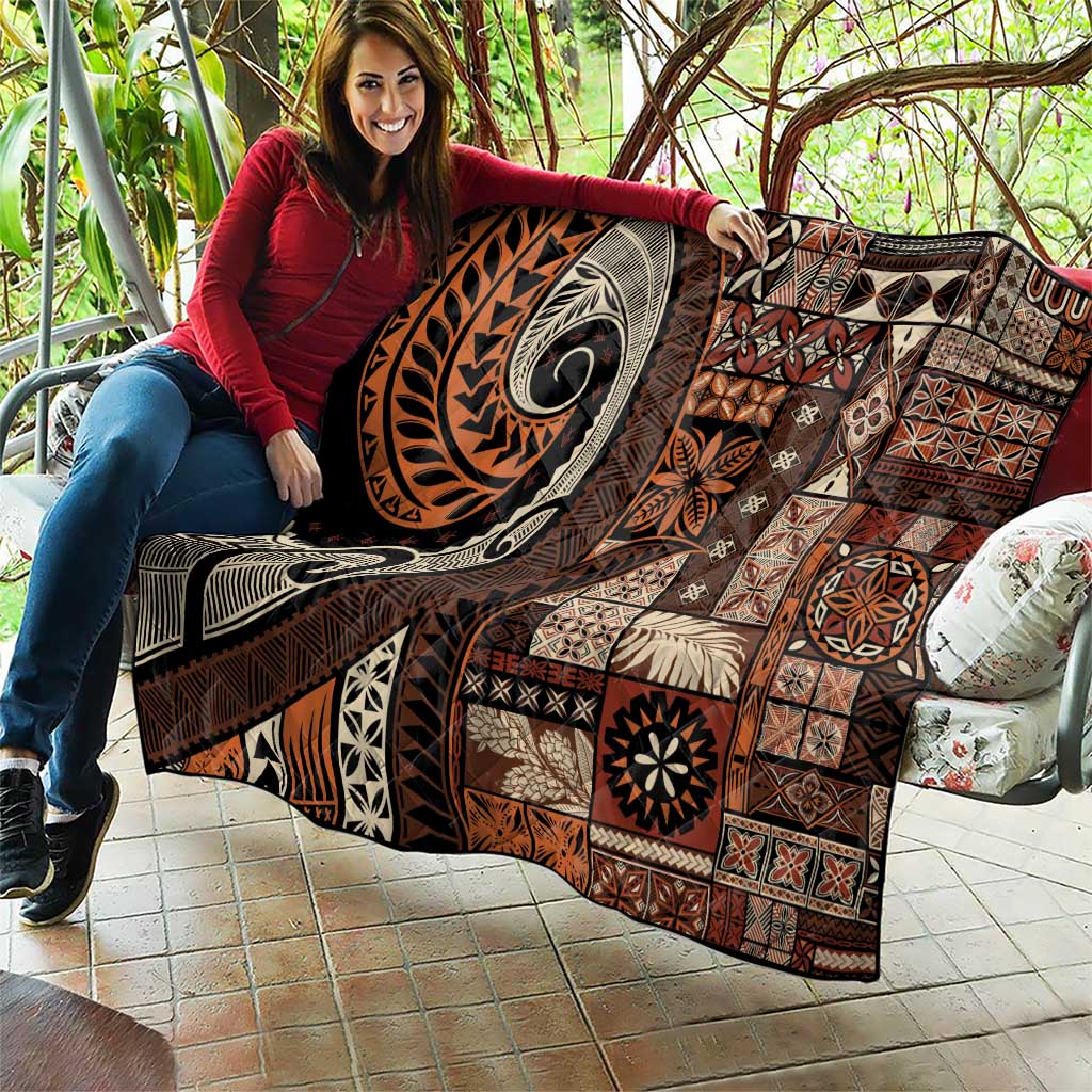 Vintage Samoa Siapo Mamanu Quilt Brown Samoan Tapa Motif LT9 - Polynesian Pride