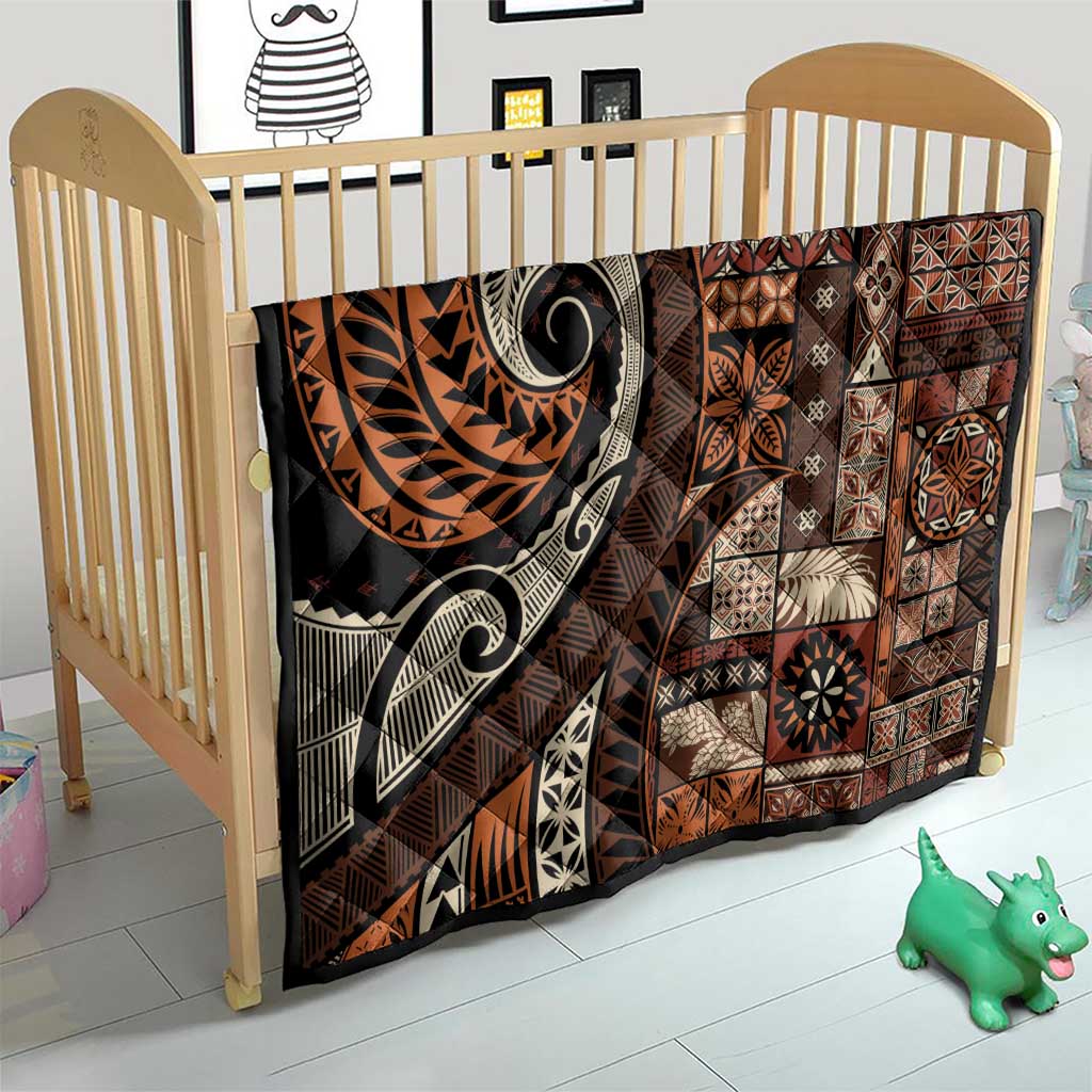 Vintage Samoa Siapo Mamanu Quilt Brown Samoan Tapa Motif LT9 - Polynesian Pride