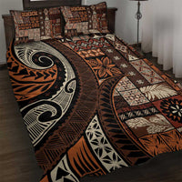 Vintage Samoa Siapo Mamanu Quilt Bed Set Brown Samoan Tapa Motif LT9 Brown - Polynesian Pride