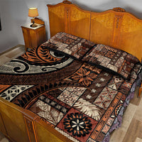 Vintage Samoa Siapo Mamanu Quilt Bed Set Brown Samoan Tapa Motif LT9 - Polynesian Pride