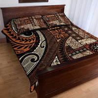Vintage Samoa Siapo Mamanu Quilt Bed Set Brown Samoan Tapa Motif LT9 - Polynesian Pride