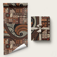 Vintage Samoa Siapo Mamanu Wrapping Paper Brown Samoan Tapa Motif LT9 58" × 23" Brown - Polynesian Pride