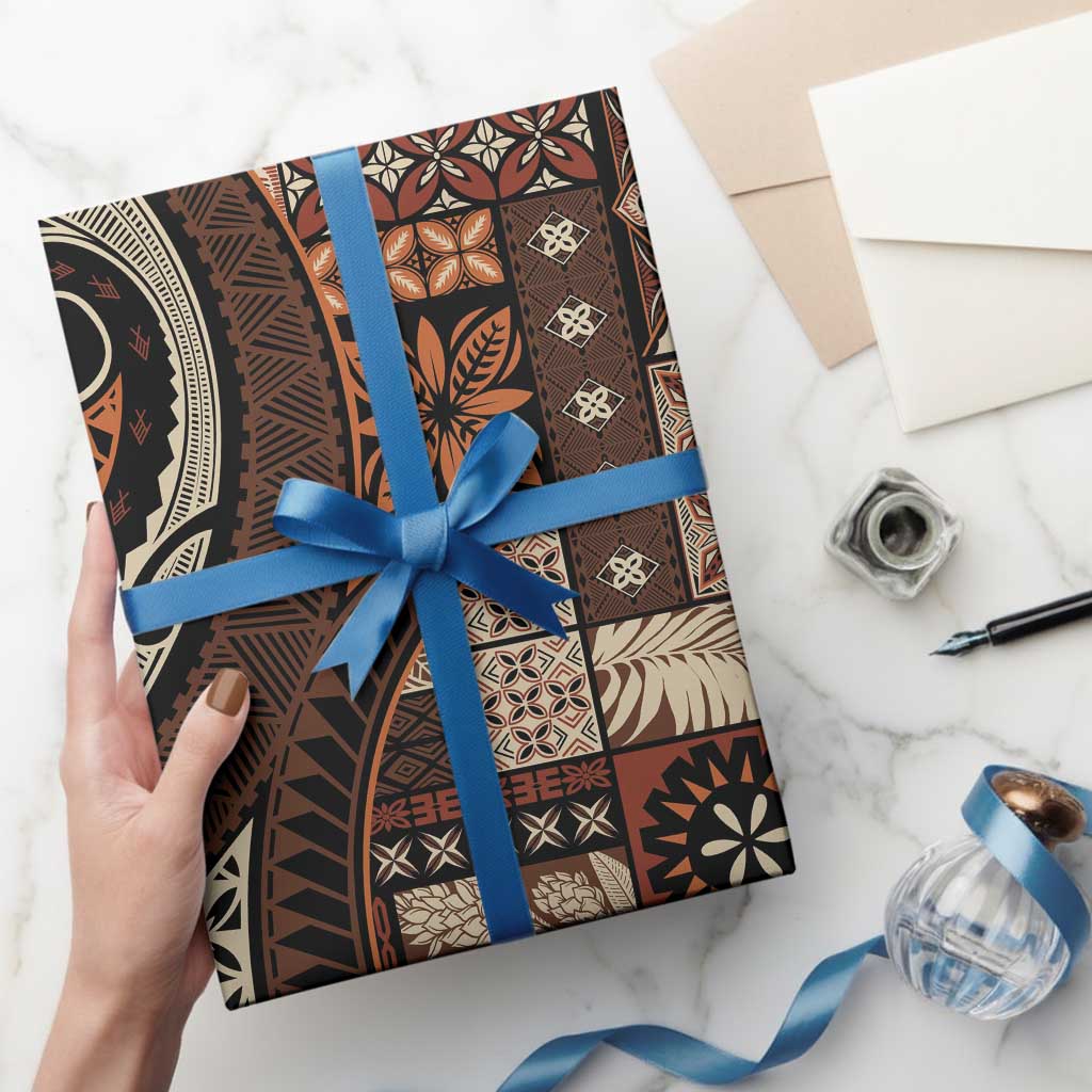 Vintage Samoa Siapo Mamanu Wrapping Paper Brown Samoan Tapa Motif LT9 - Polynesian Pride