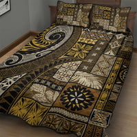 Vintage Samoa Siapo Mamanu Quilt Bed Set Gold Samoan Tapa Motif LT9 - Polynesian Pride