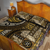 Vintage Samoa Siapo Mamanu Quilt Bed Set Gold Samoan Tapa Motif LT9 - Polynesian Pride