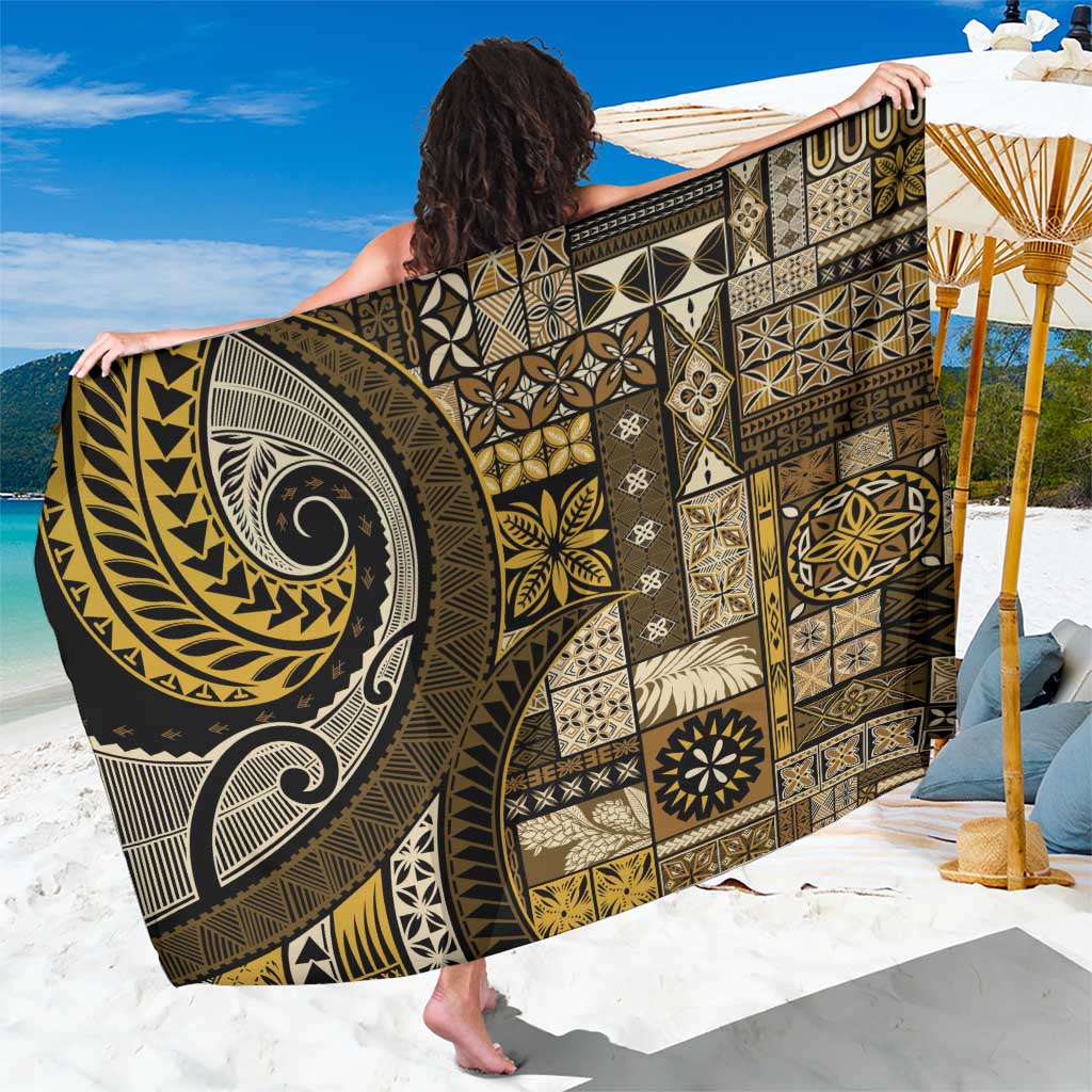 Vintage Samoa Siapo Mamanu Sarong Gold Samoan Tapa Motif LT9 One Size 44 x 66 inches Gold - Polynesian Pride
