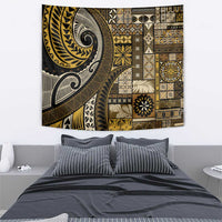 Vintage Samoa Siapo Mamanu Tapestry Gold Samoan Tapa Motif LT9 - Polynesian Pride