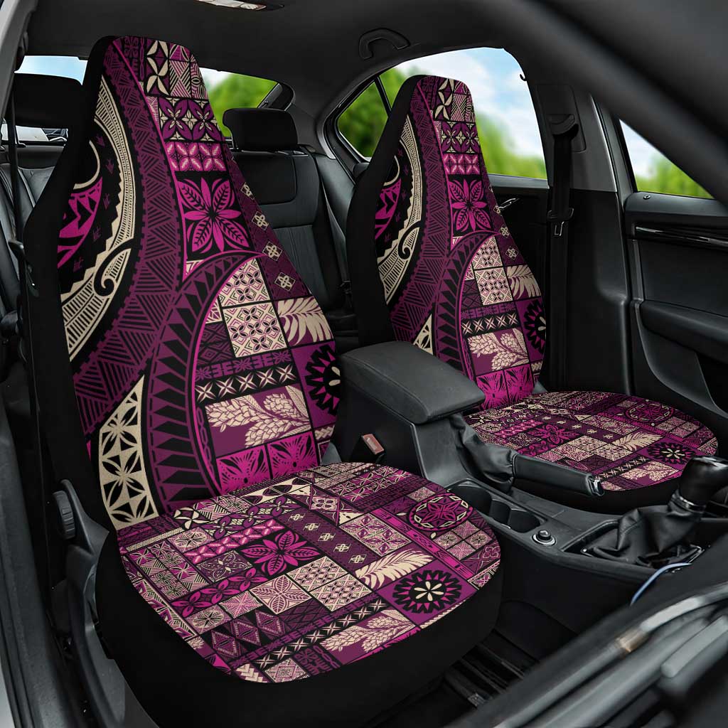 Vintage Samoa Siapo Mamanu Car Seat Cover Pink Samoan Tapa Motif LT9 One Size Pink - Polynesian Pride